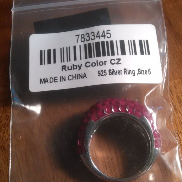 Simulated Ruby Color Diamond Sterling Silver Ring (Size 6) - Picture 16 of 16